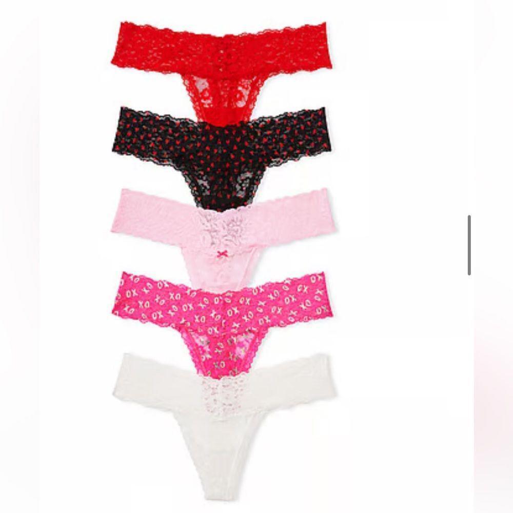 VICTORIA'S SECRET 5-Pack Lace Thong Panties Large